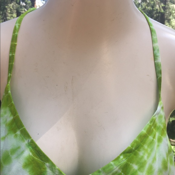 Ashley Stewart lime  green and white tie dyed tunic  mini dress HP25 - Picture 2 of 11